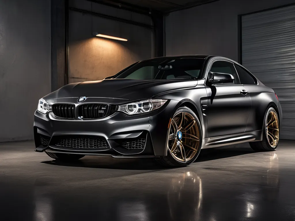 Black BMW M4 coupe in urban setting