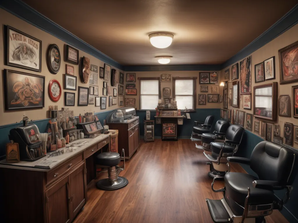 Traditional American tattoo shop interior