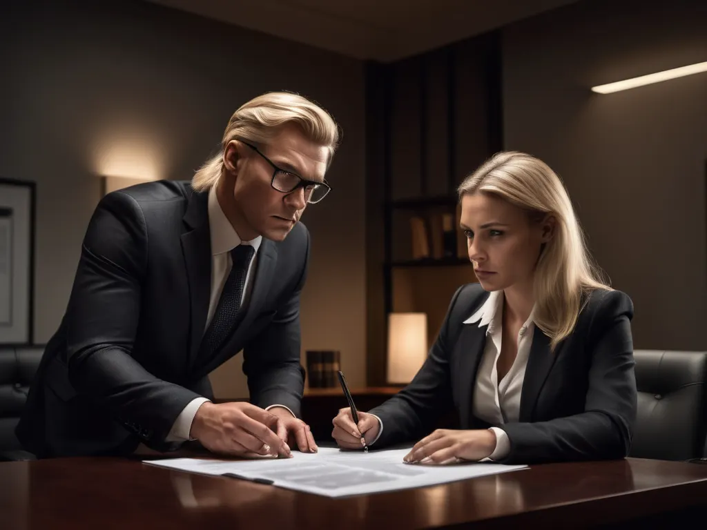 Lawyers in a professional meeting discussing legal strategy