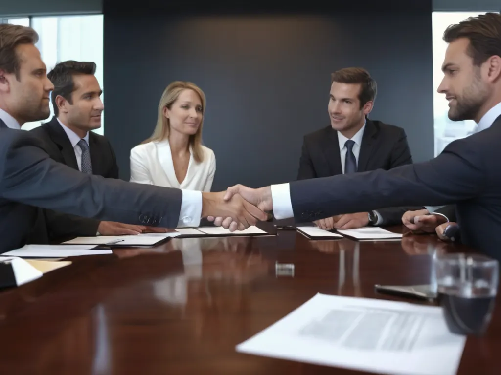 Corporate merger agreement signing