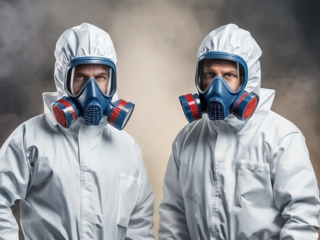 Pest control professionals in protective suits