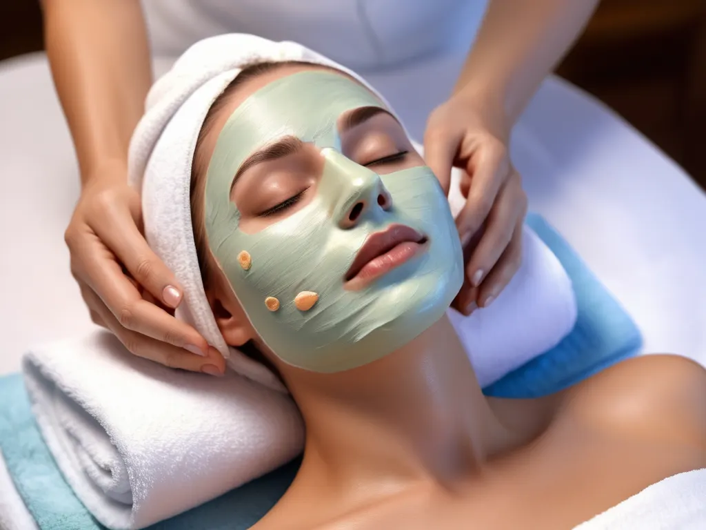 Woman receiving facial treatment